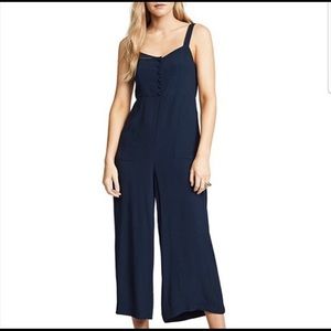 Madewell Navy Button Wide Leg Romper